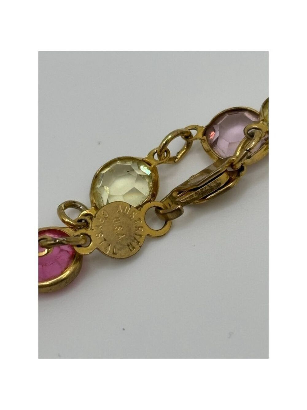 Swarovski Vintage Crystal Bezel Set Long Necklace Pastel - Picture 4 of 4